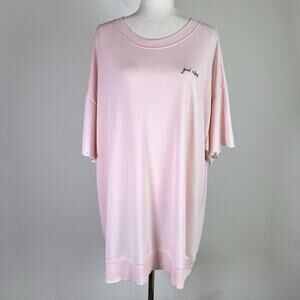 Free People Cozy Girl Dress "Good Vibes" Size Small Pink Soft Stretch Lounge PJ